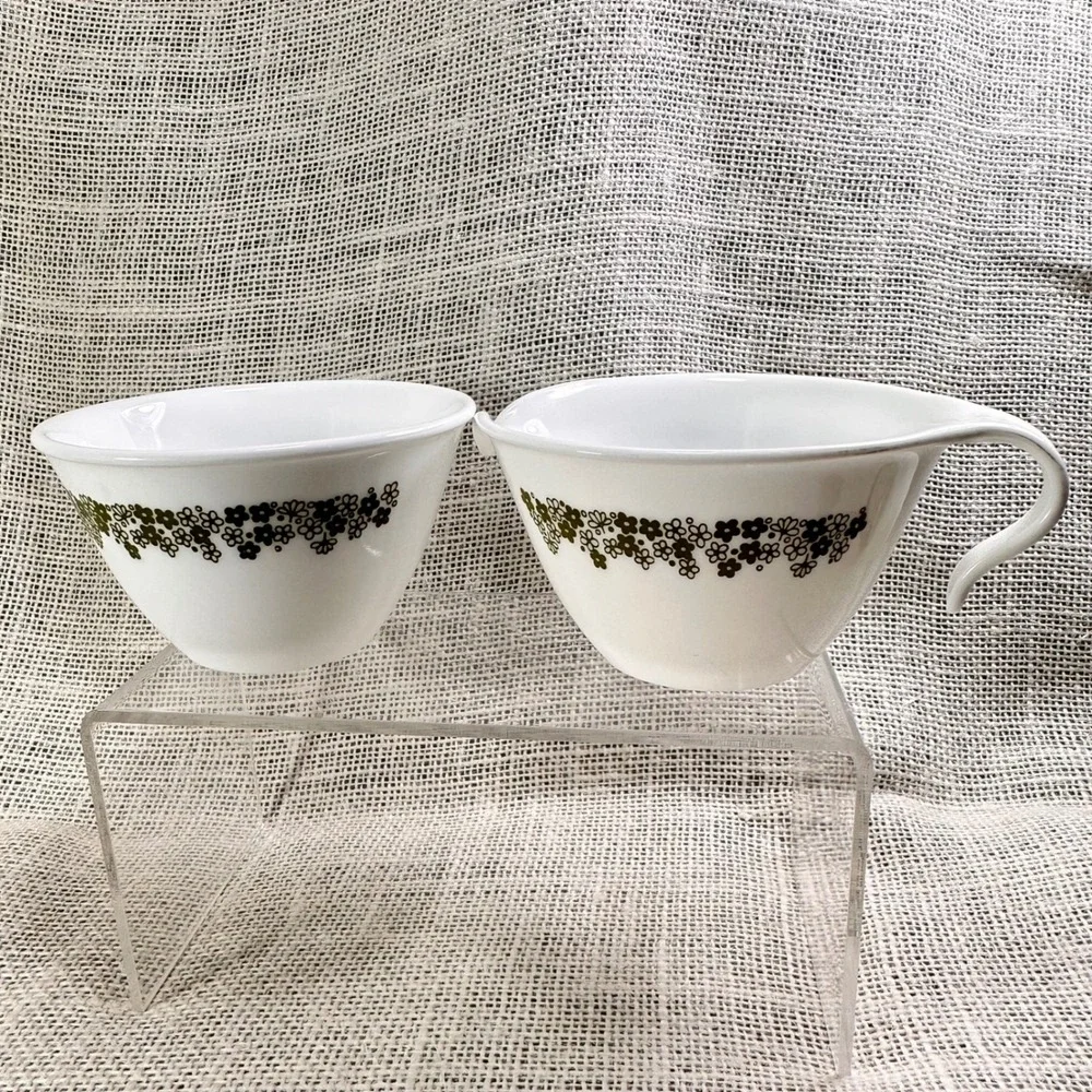 Corelle Spring Blossom Green Sugar Bowl Creamer Set Crazy Daisy USA